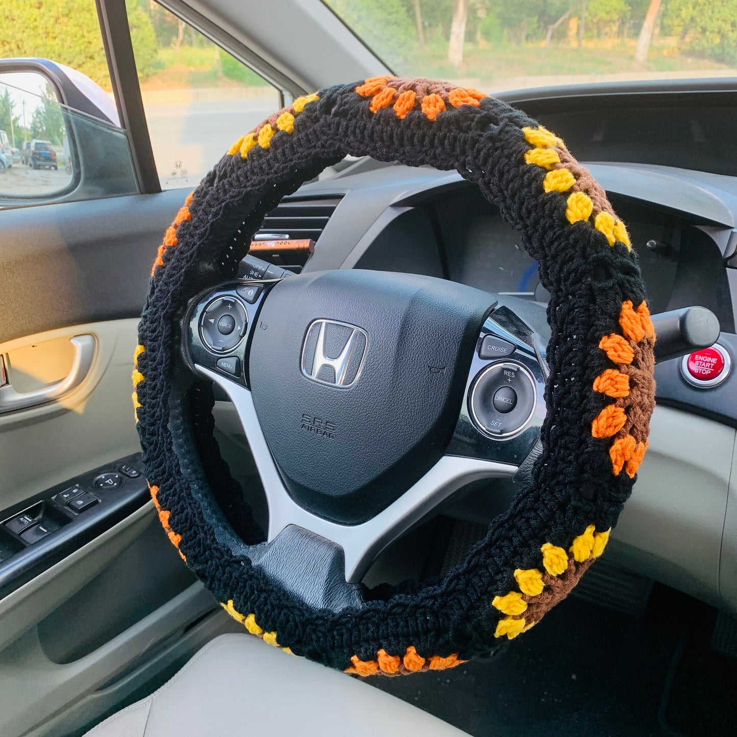 Women Crochet Handmade Steering Wheel Cover Seat Belt Cover
