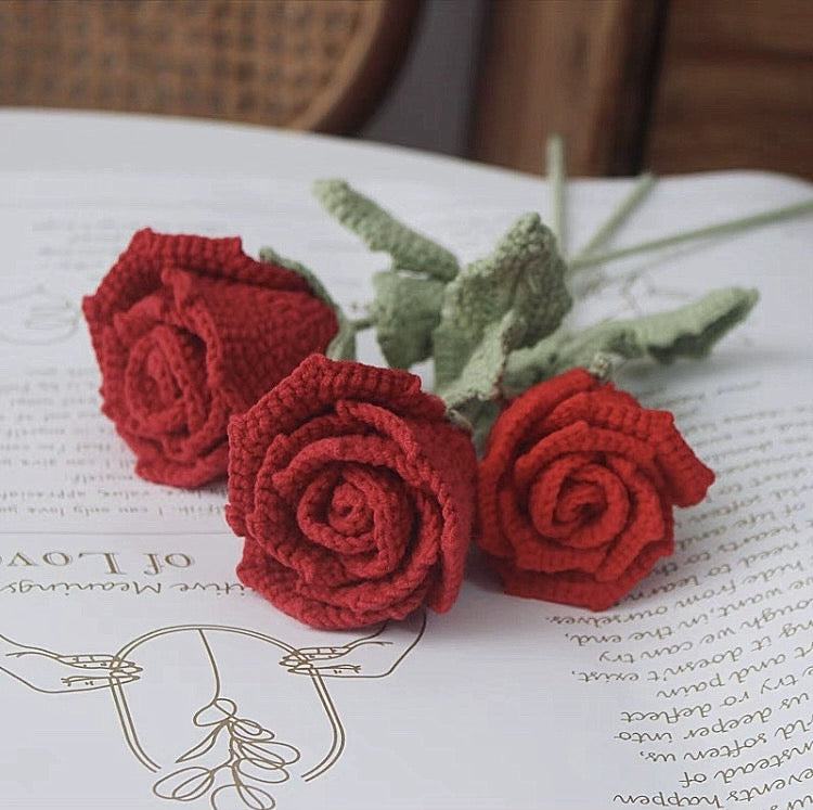 Crochet Colorful Roses Flower Bouquet