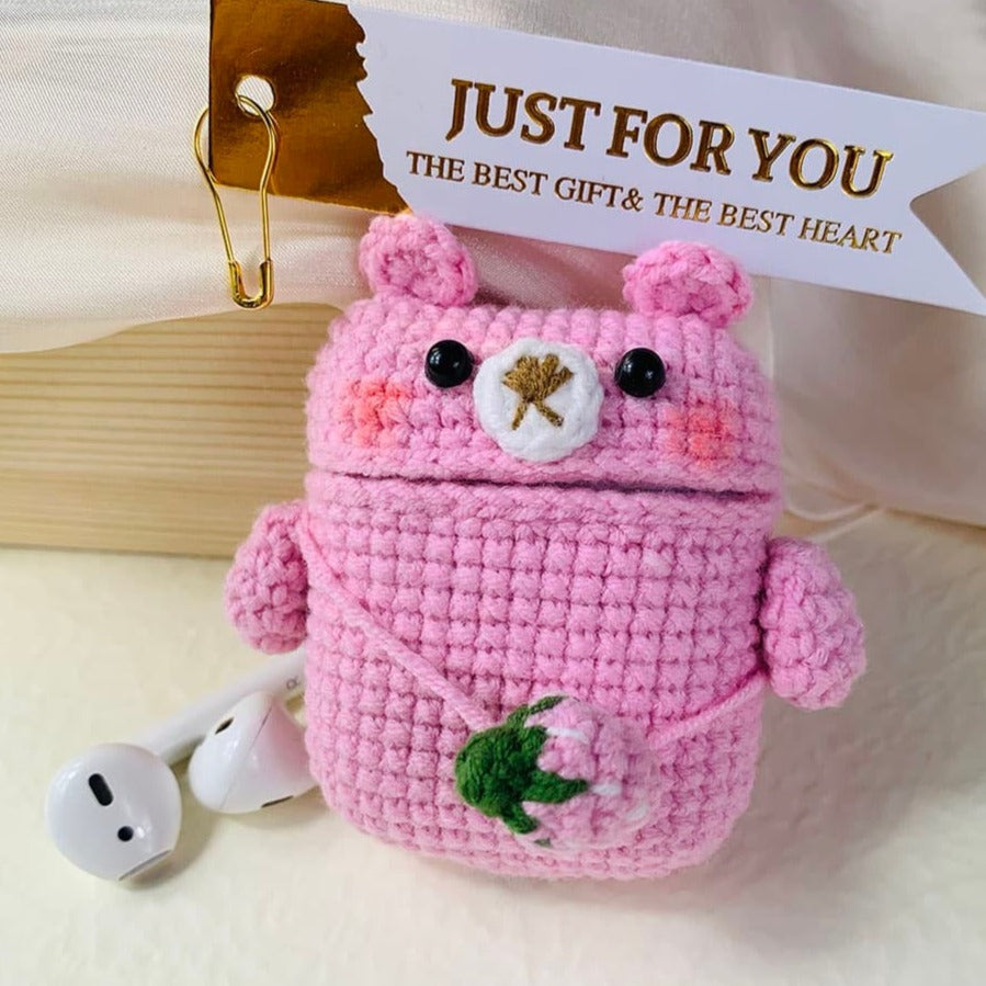 Pattern Airpods Crochet with Silicone Case