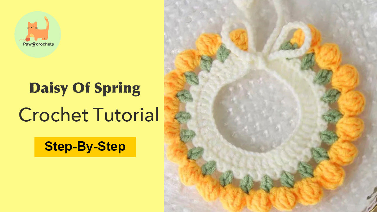 10 Minutes DIY-Crochet a Cute and Colorful Tulip Pet Collar for Your Furry Friend