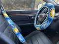Star Moon And Sun Crochet Handmade Steering Wheel Cover Seat Belt Cover