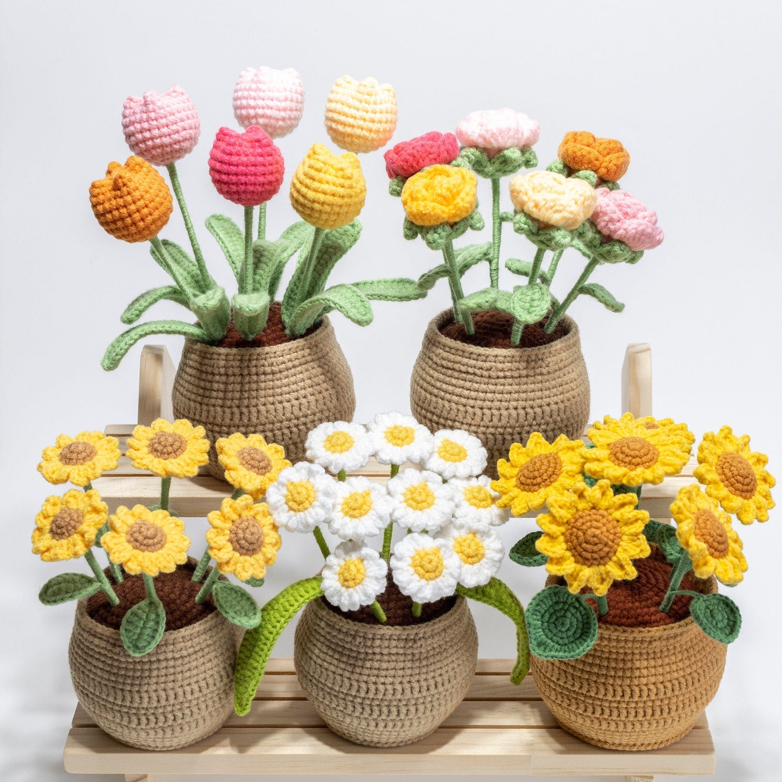 Crochet Flower Plant Home Decor Gifts For Her