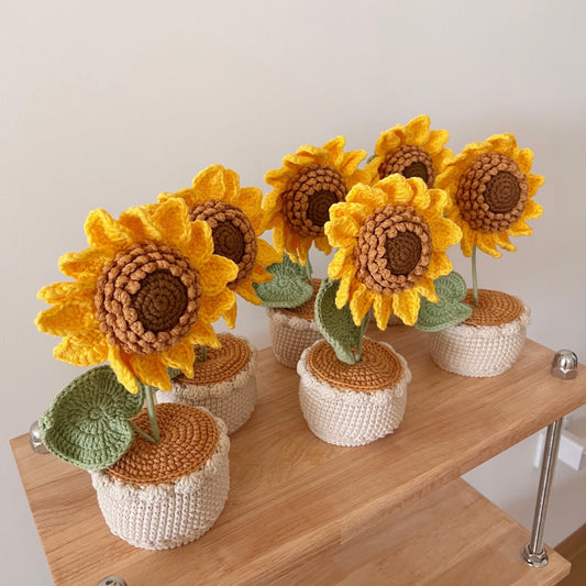 Crochet Sunflower Plant Home Decor Flower Plant Mom's Gift