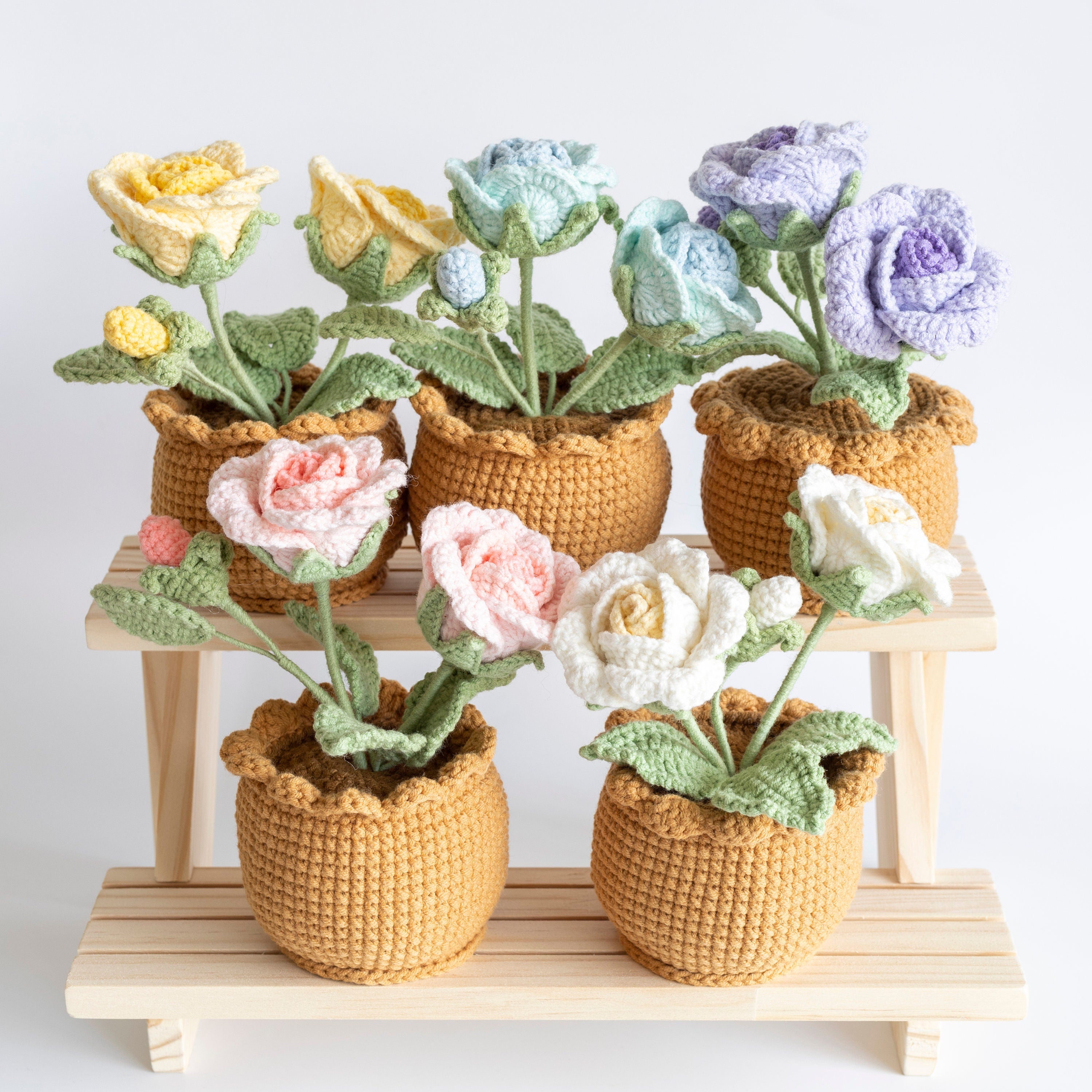 Crochet Roses Flower Plant And Pot-Gifts For Her