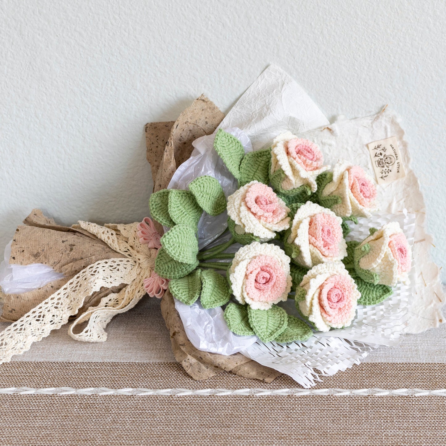 Bridal Bouquet Elegant Crochet Roses Bouquet Home Decor Gifts For Her