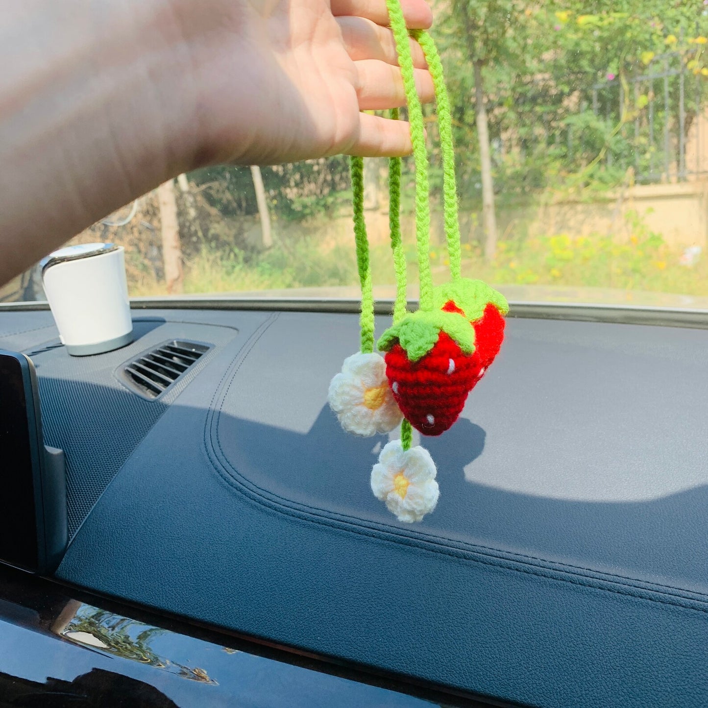 Crochet Strawberry Decor Car Decor