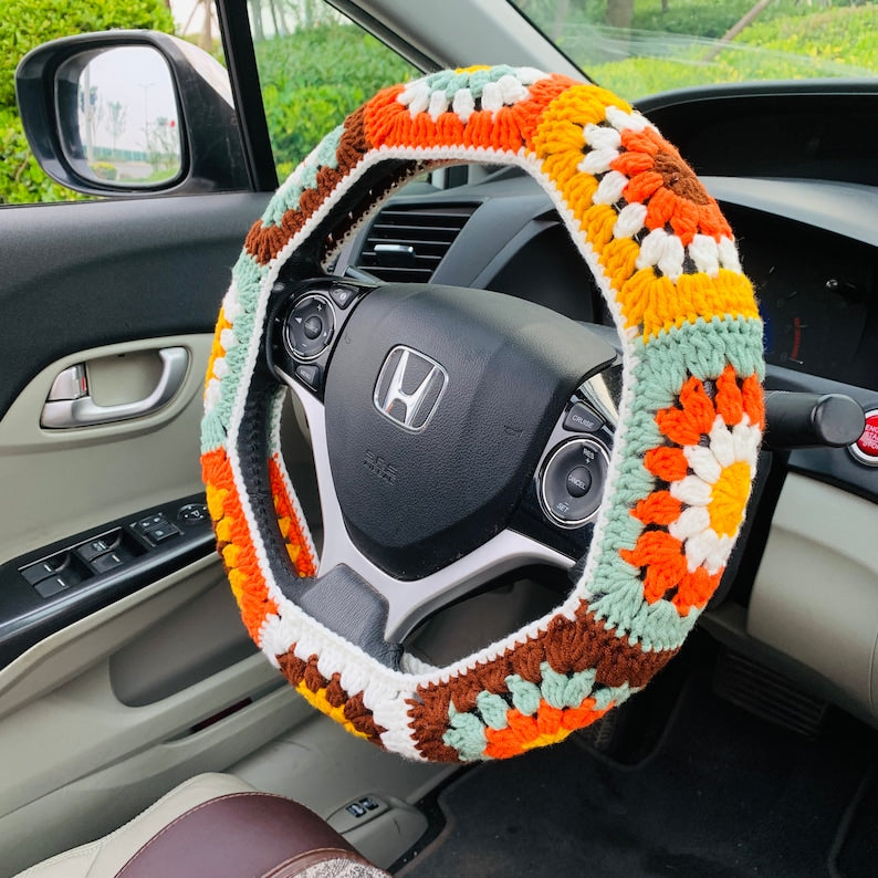Handmade Crochet Steering Wheel Cover Seat Belt Cover