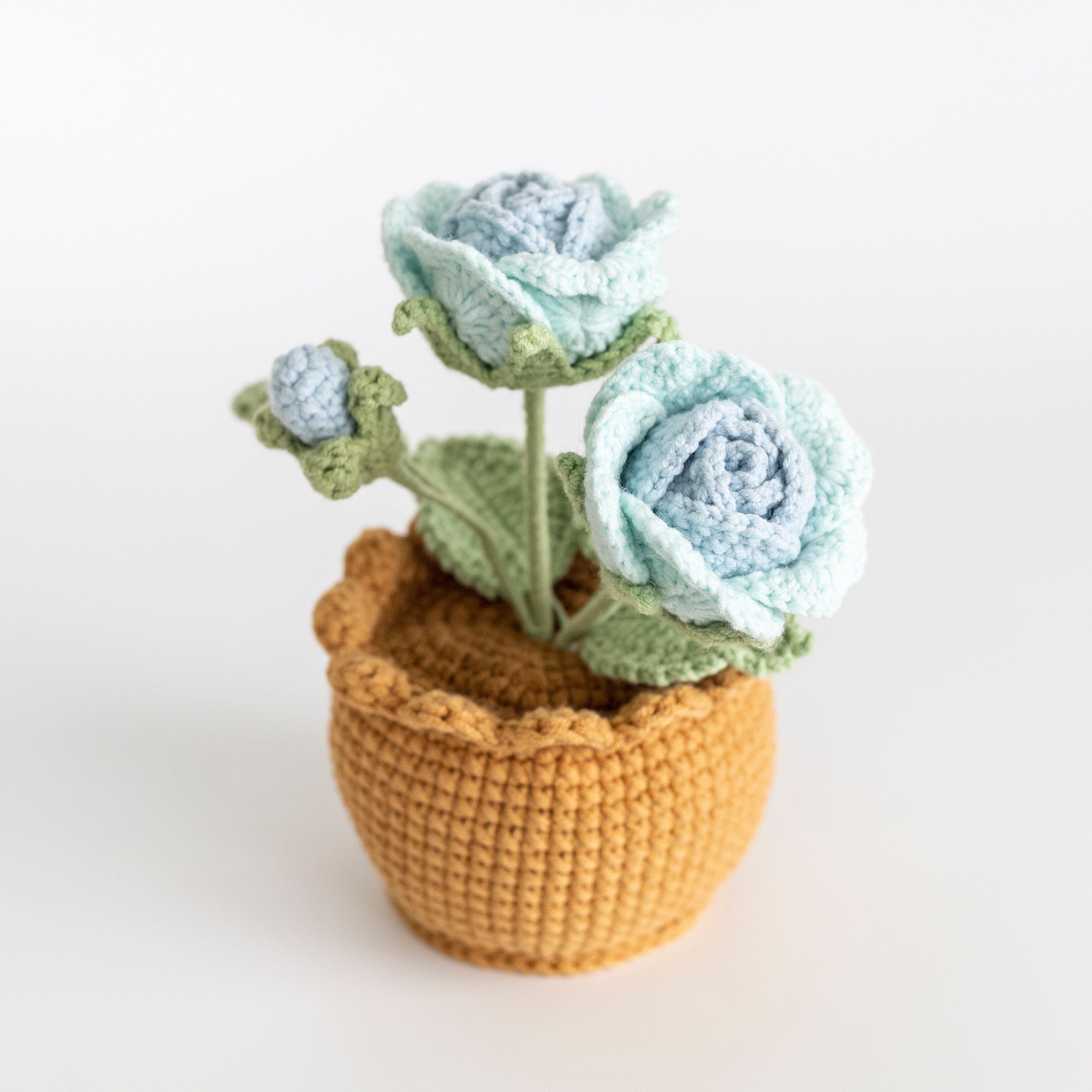 Crochet Roses Flower Plant And Pot-Gifts For Her