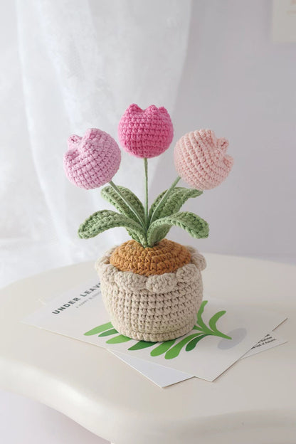 Colorful Tulip With Pot Crochet Flower Bouquet-Mother's Day Gift