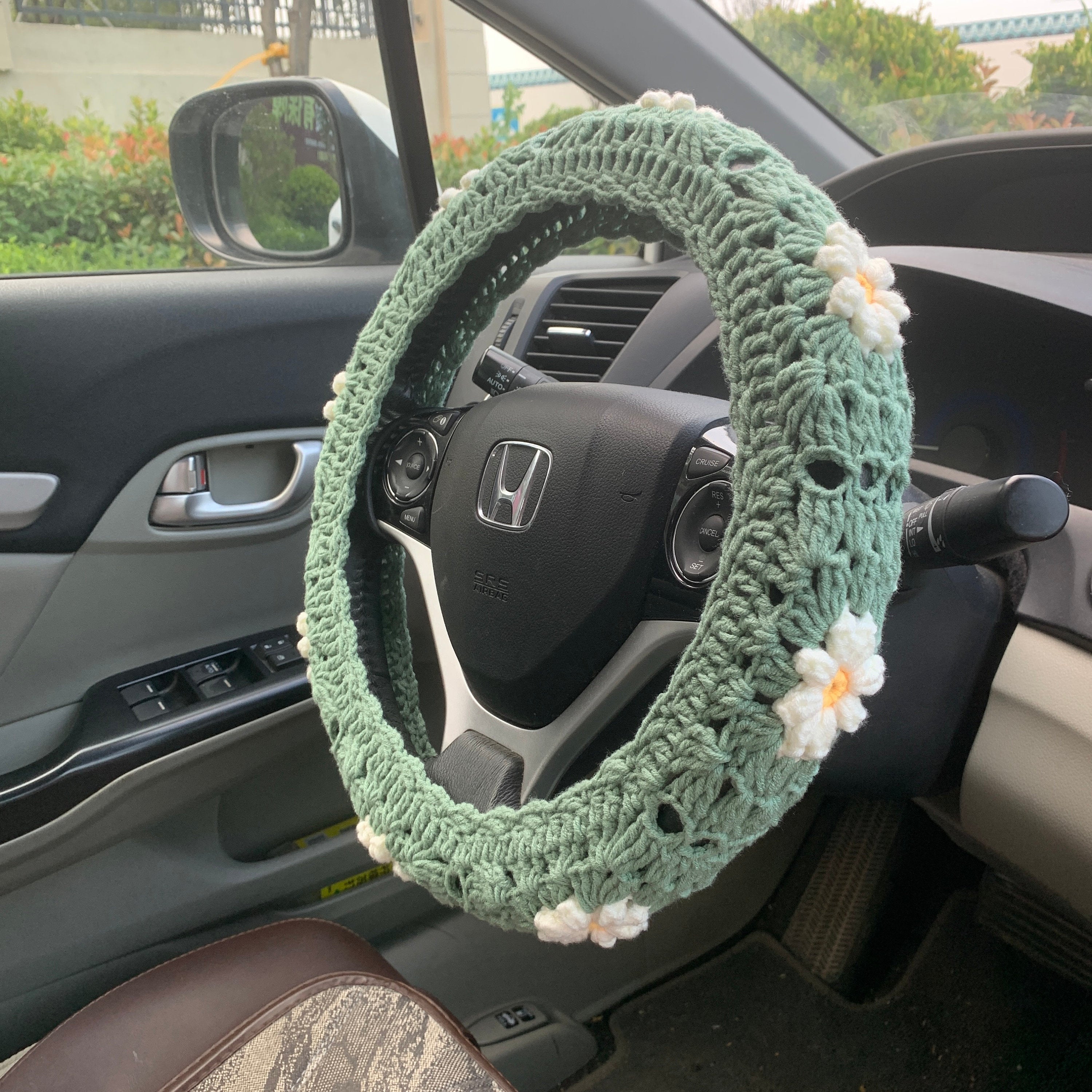 Handmade Steering Wheel Cover Crochet Seat Belt Cover