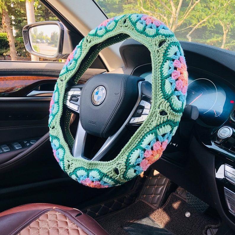 Crochet Handmade Steering Wheel Cover Seat Belt Cover