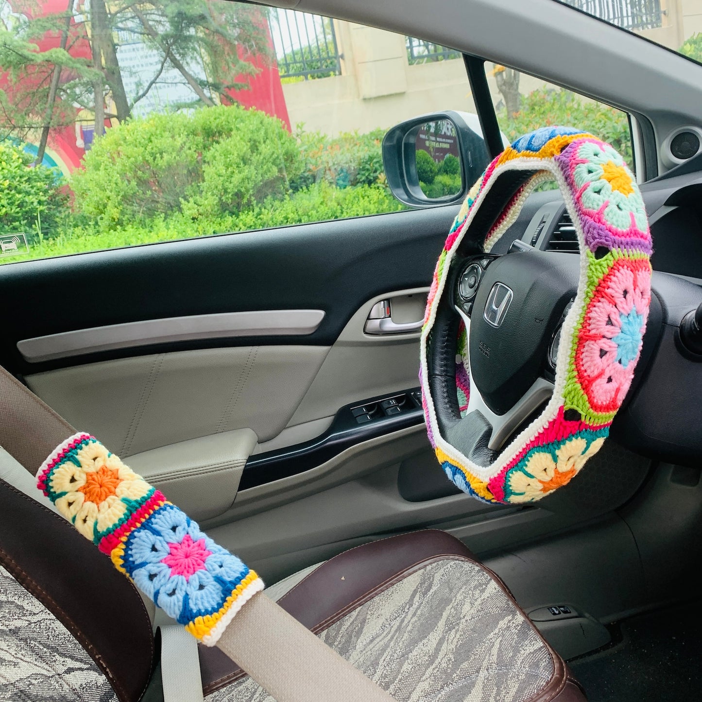 Handmade Crochet Steering Wheel Cover Seat Belt Cover