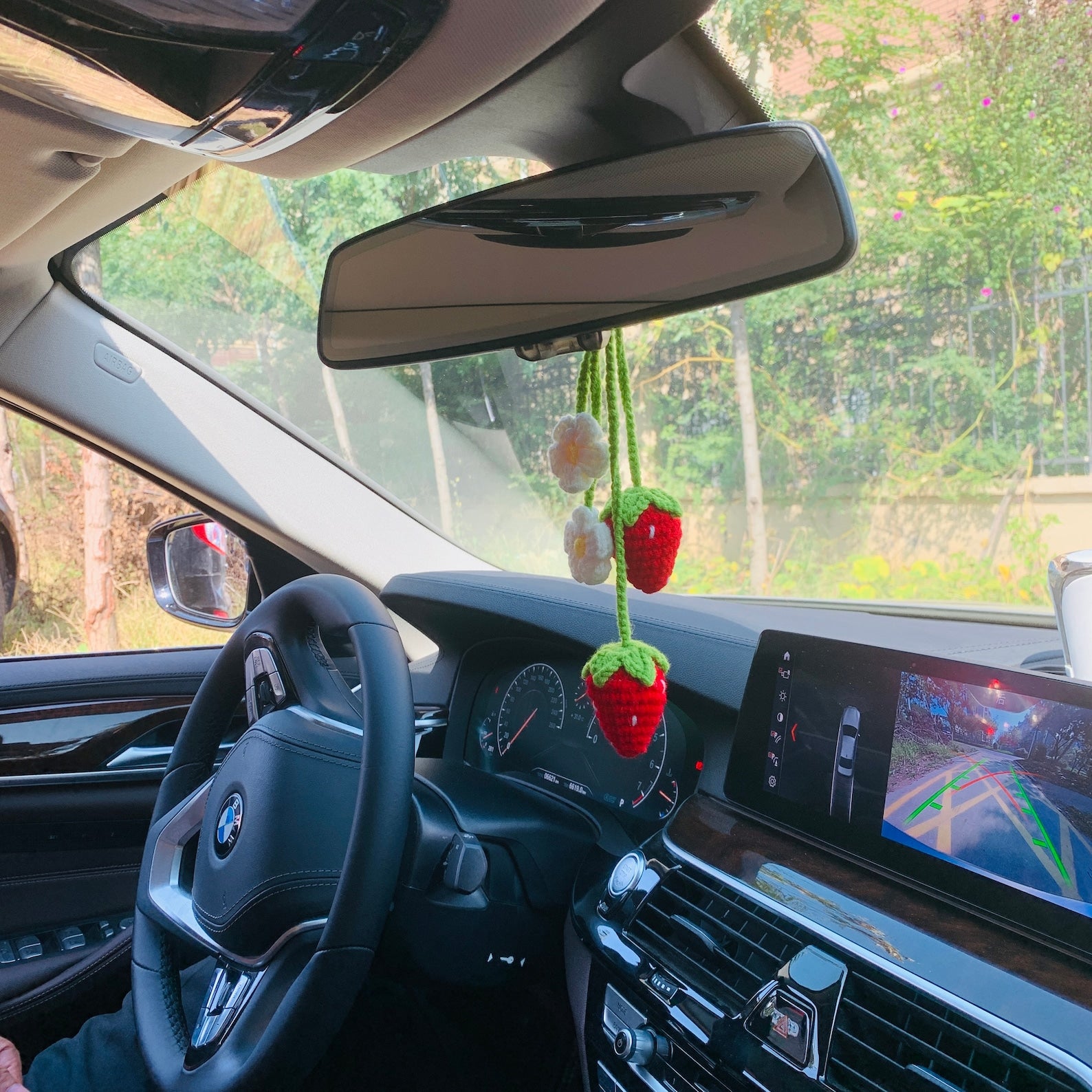 Crochet Strawberry Decor Car Decor
