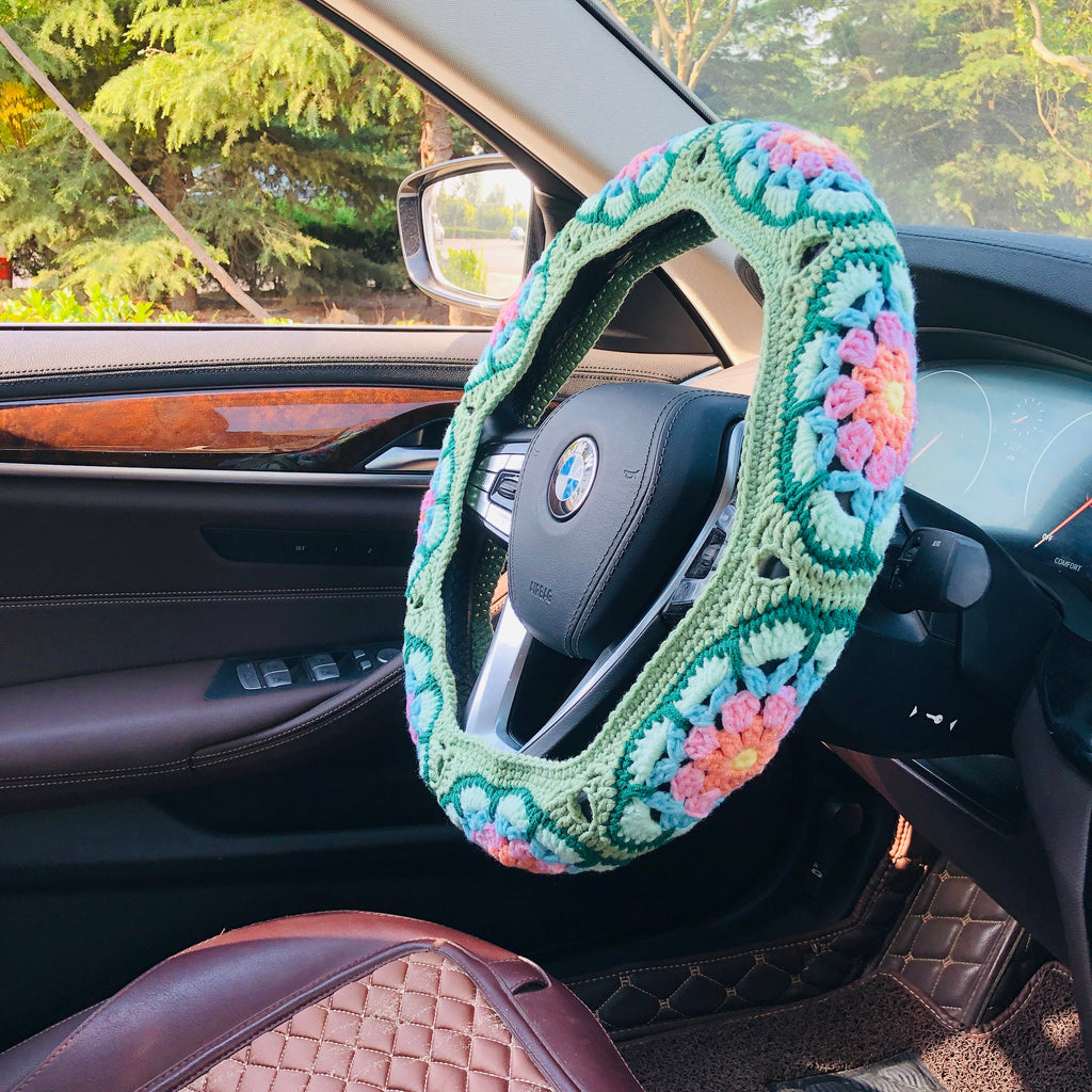 Crochet Handmade Steering Wheel Cover Seat Belt Cover