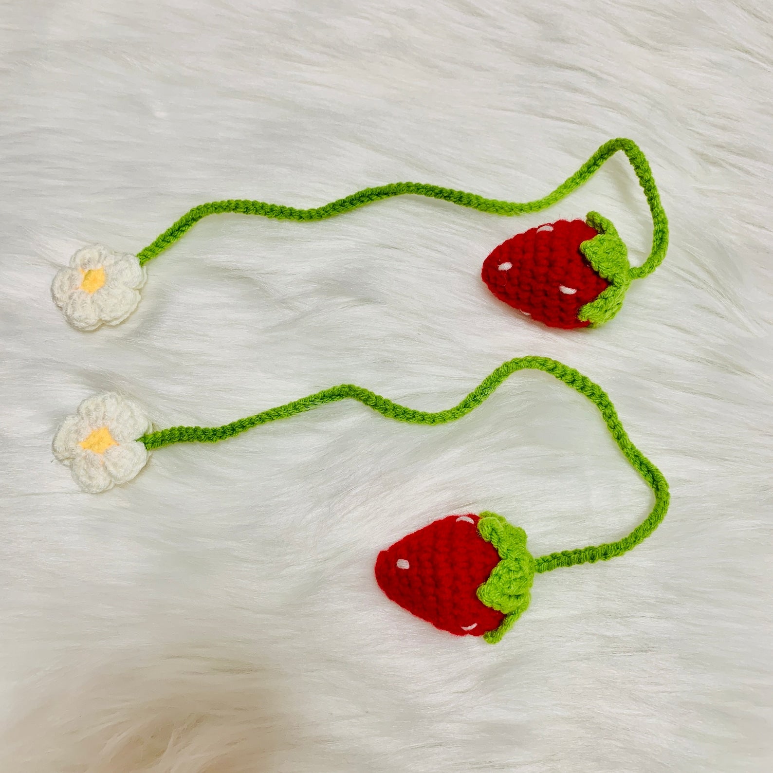 Crochet Strawberry Decor Car Decor