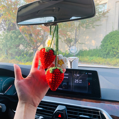 Crochet Strawberry Decor Car Decor