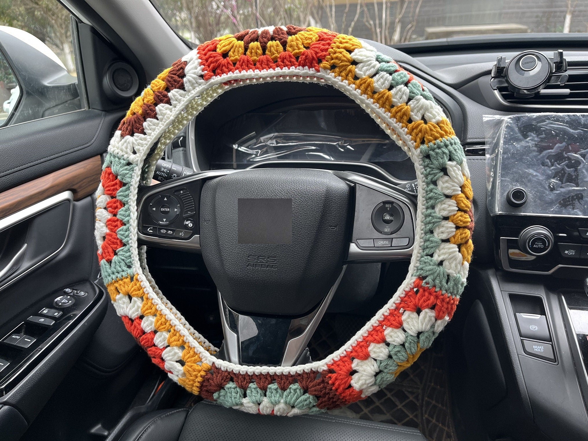 Sunflower Crochet Handmade Steering Wheel Cover Seat Belt Cover