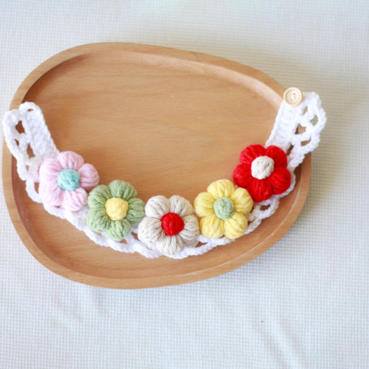 Adjustable Flowers Crochet Cat Collar