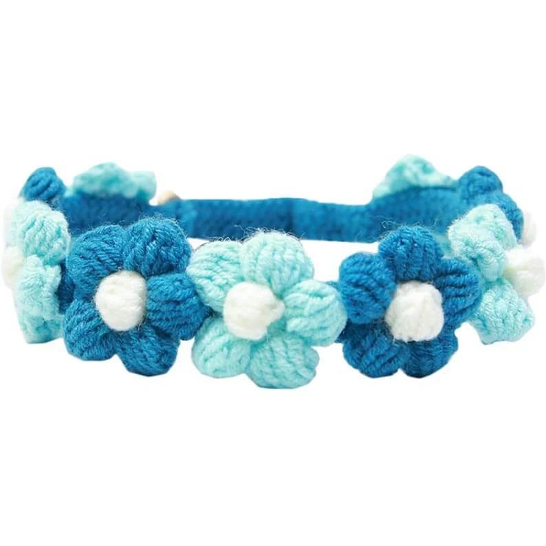 Adjustable Flowers Crochet Cat Collar