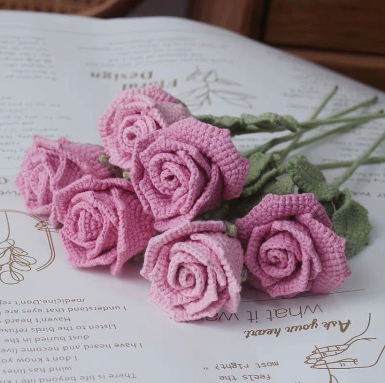 Crochet Colorful Roses Flower Bouquet