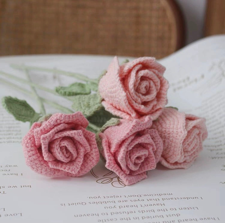 Crochet Colorful Roses Flower Bouquet