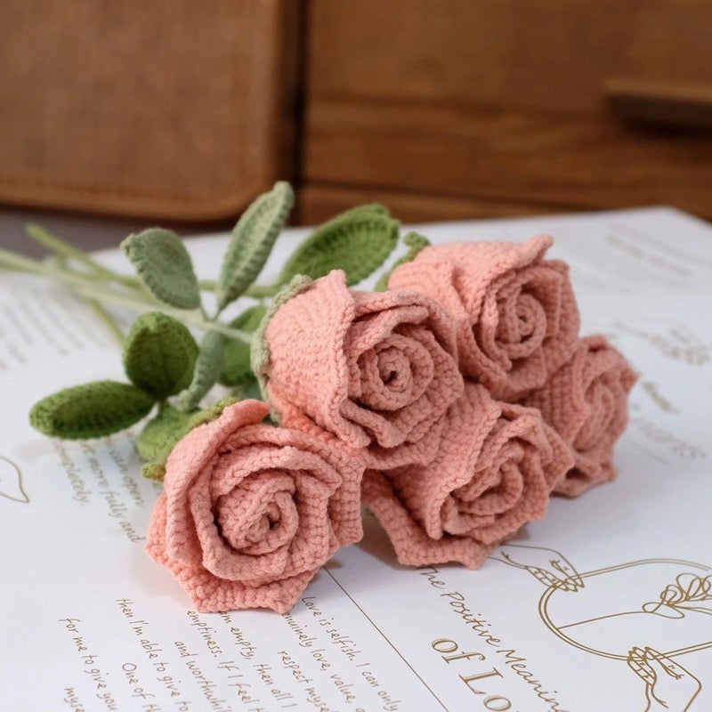 Crochet Colorful Roses Flower Bouquet