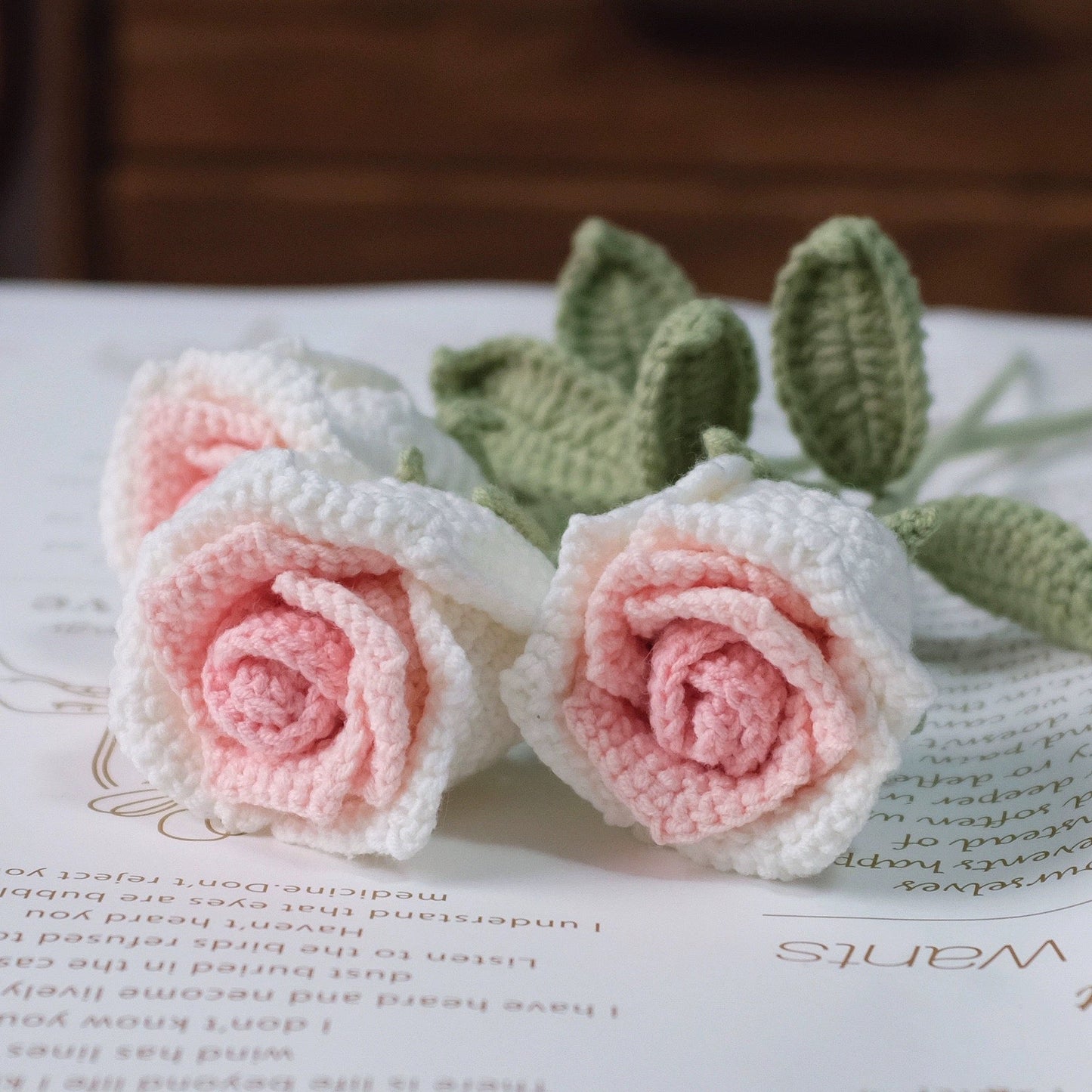 Crochet Gradient Roses Flower Bouquet