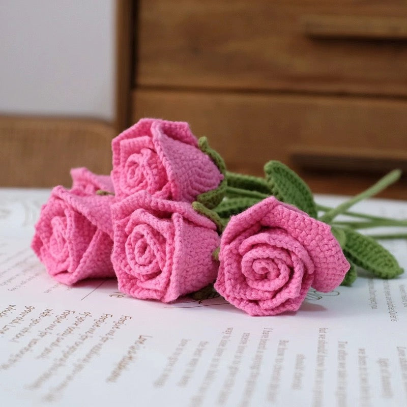 Crochet Colorful Roses Flower Bouquet