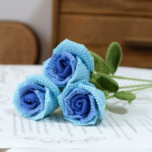 Crochet Gradient Roses Flower Bouquet