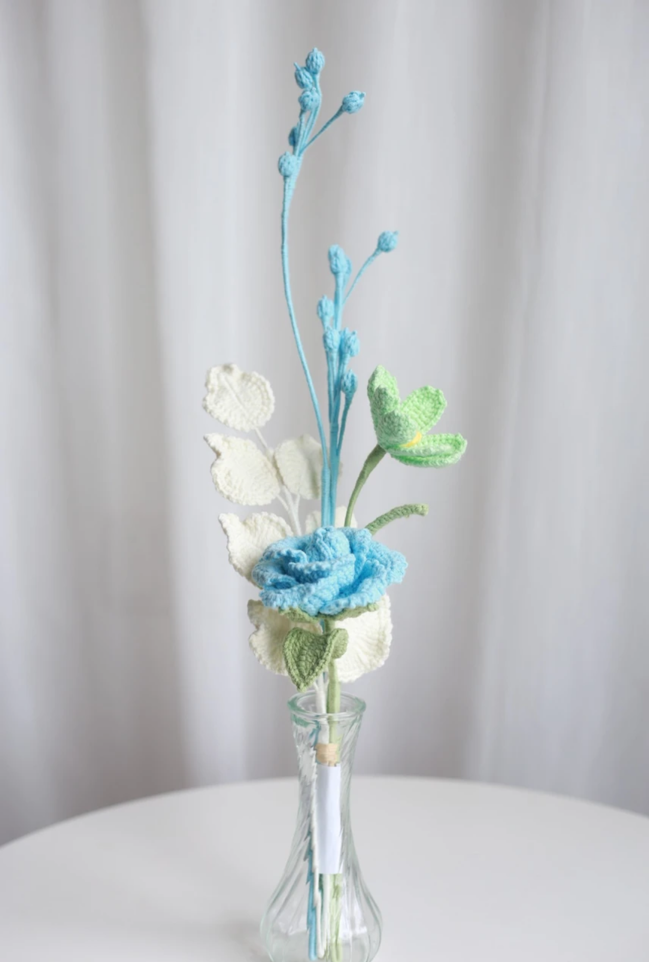 Blue Flower Bouquet Handmade Gift Crochet Flower Bouquet