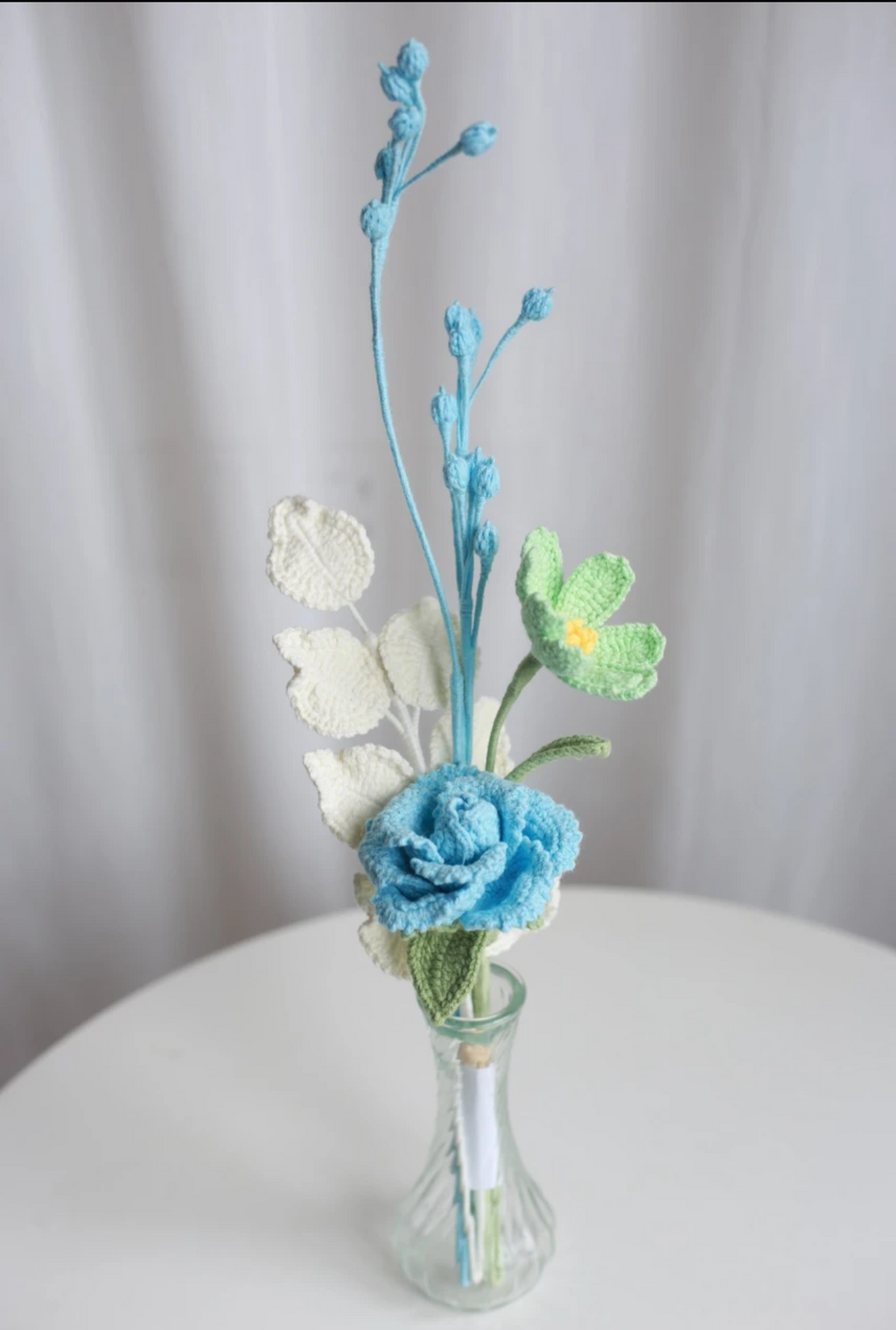 Blue Flower Bouquet Handmade Gift Crochet Flower Bouquet