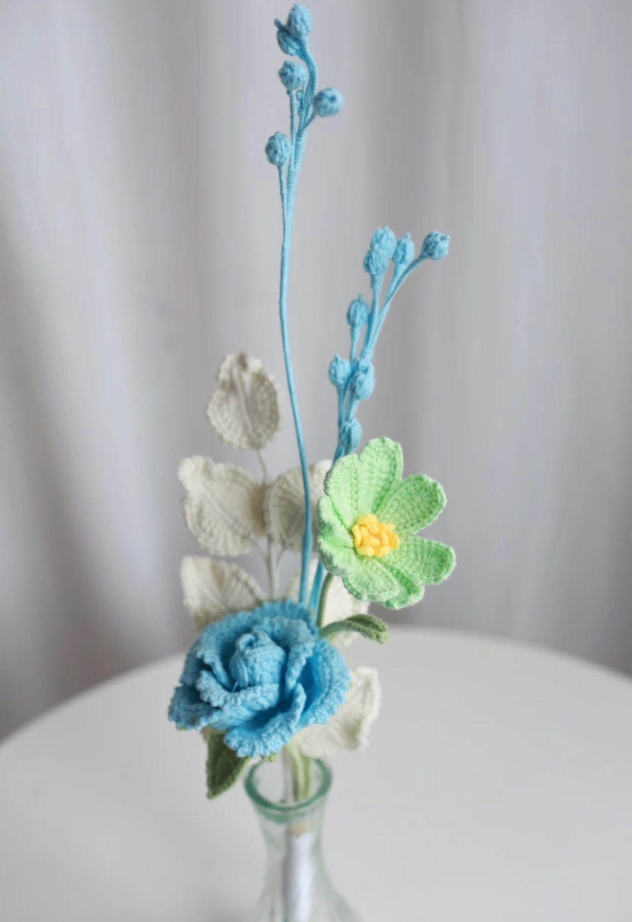 Blue Flower Bouquet Handmade Gift Crochet Flower Bouquet