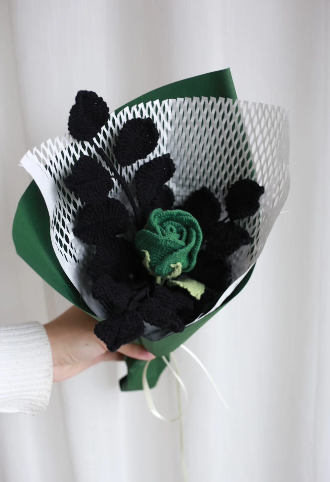Green Flower Bouquet Handmade Gift Crochet Flower Bouquet