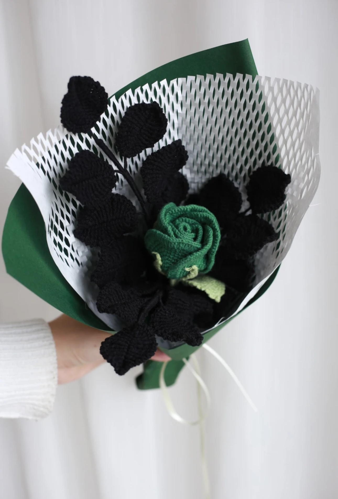 Green Flower Bouquet Handmade Gift Crochet Flower Bouquet