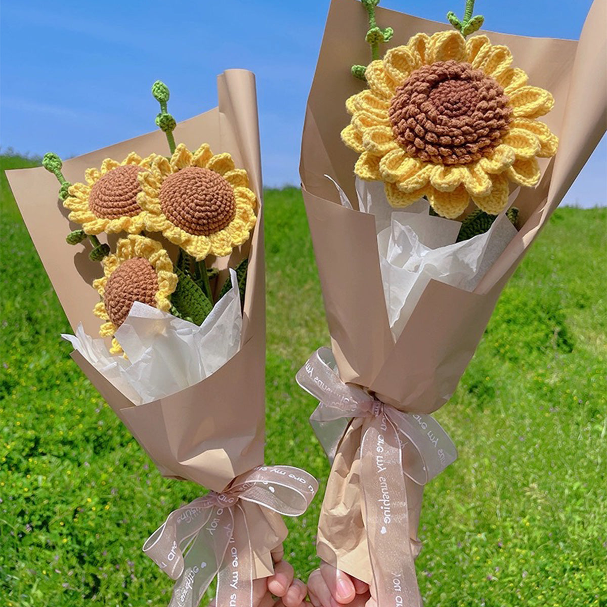 Sunflower Bouquet Mother's Gift Crochet Flowers