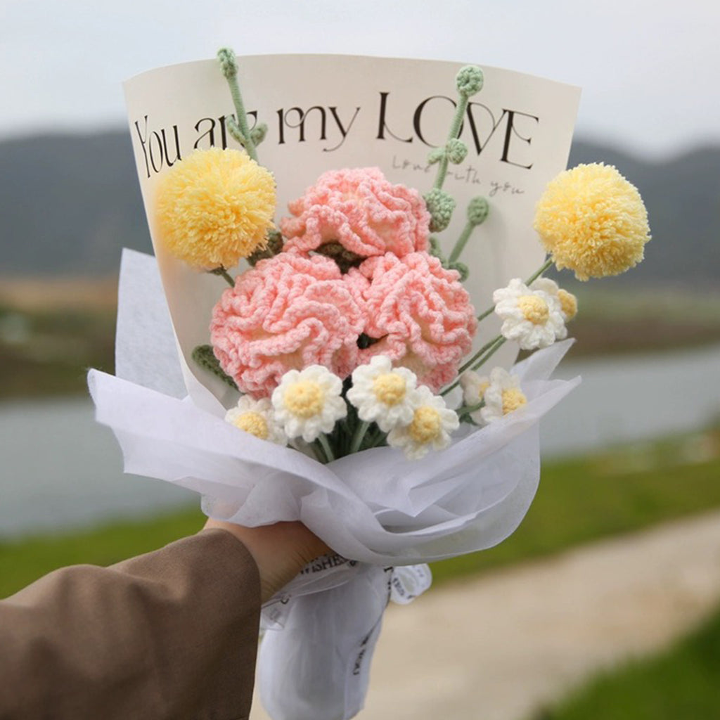 Crochet Daisy + Roses Flower Bouquet