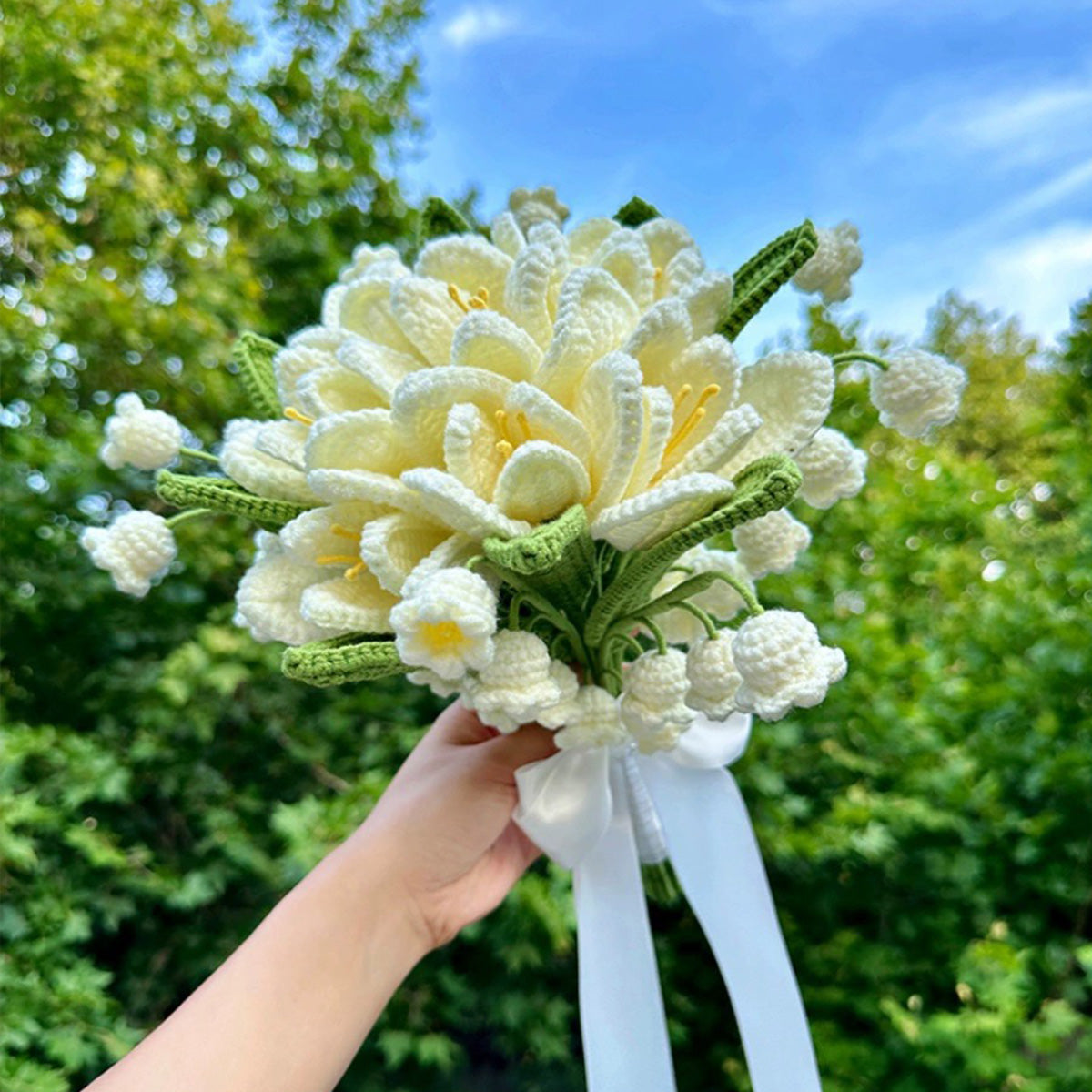 Bridal Bouquet Crochet Lily + Lily Of Valley Flower Bouquet