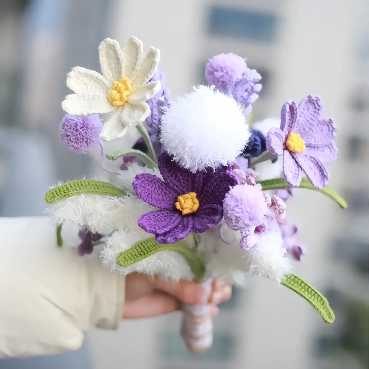 Mother's Day Gift Purple Special Design Crochet Flower Bouquet