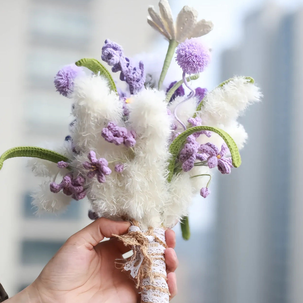 Mother's Day Gift Purple Special Design Crochet Flower Bouquet
