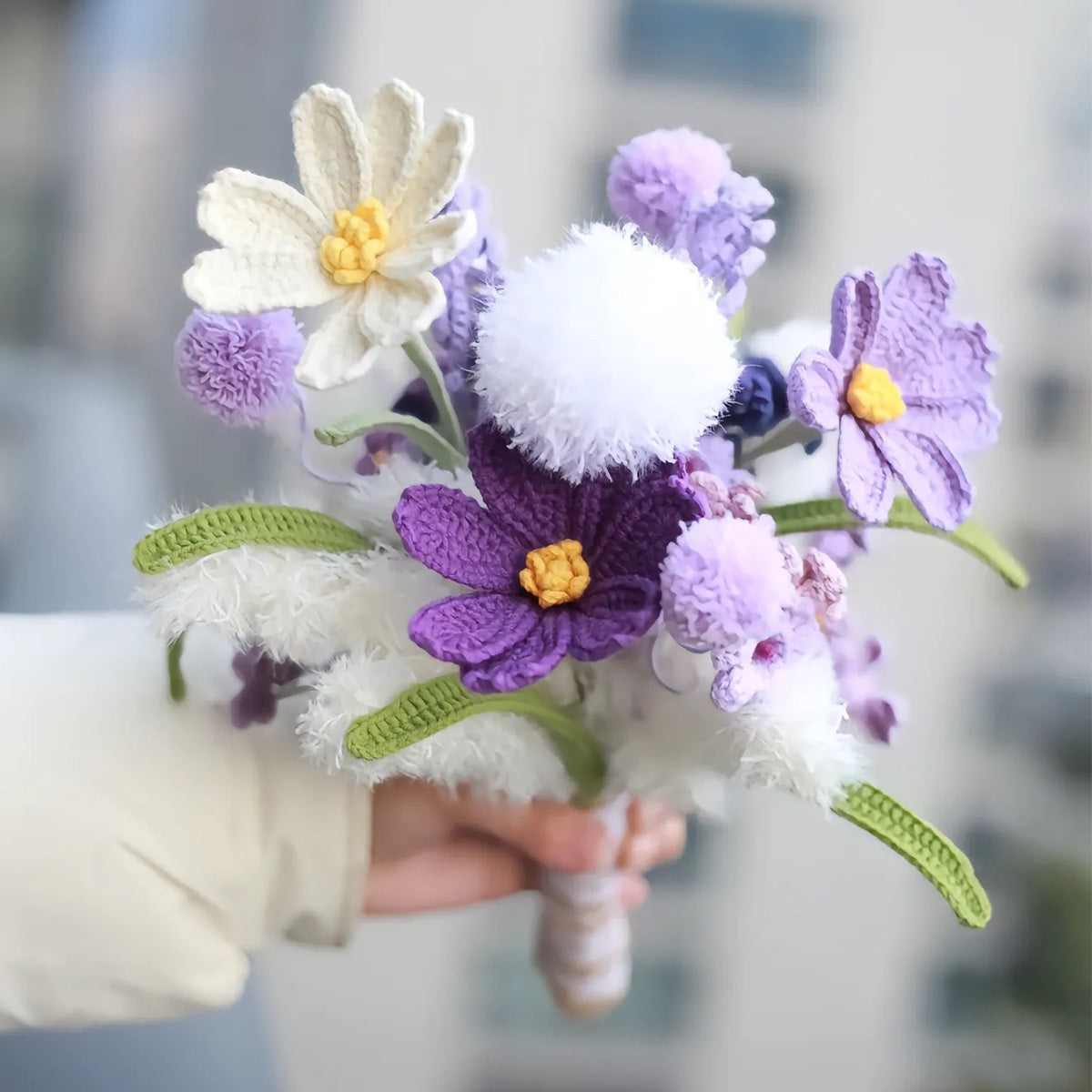 Mother's Day Gift Purple Special Design Crochet Flower Bouquet