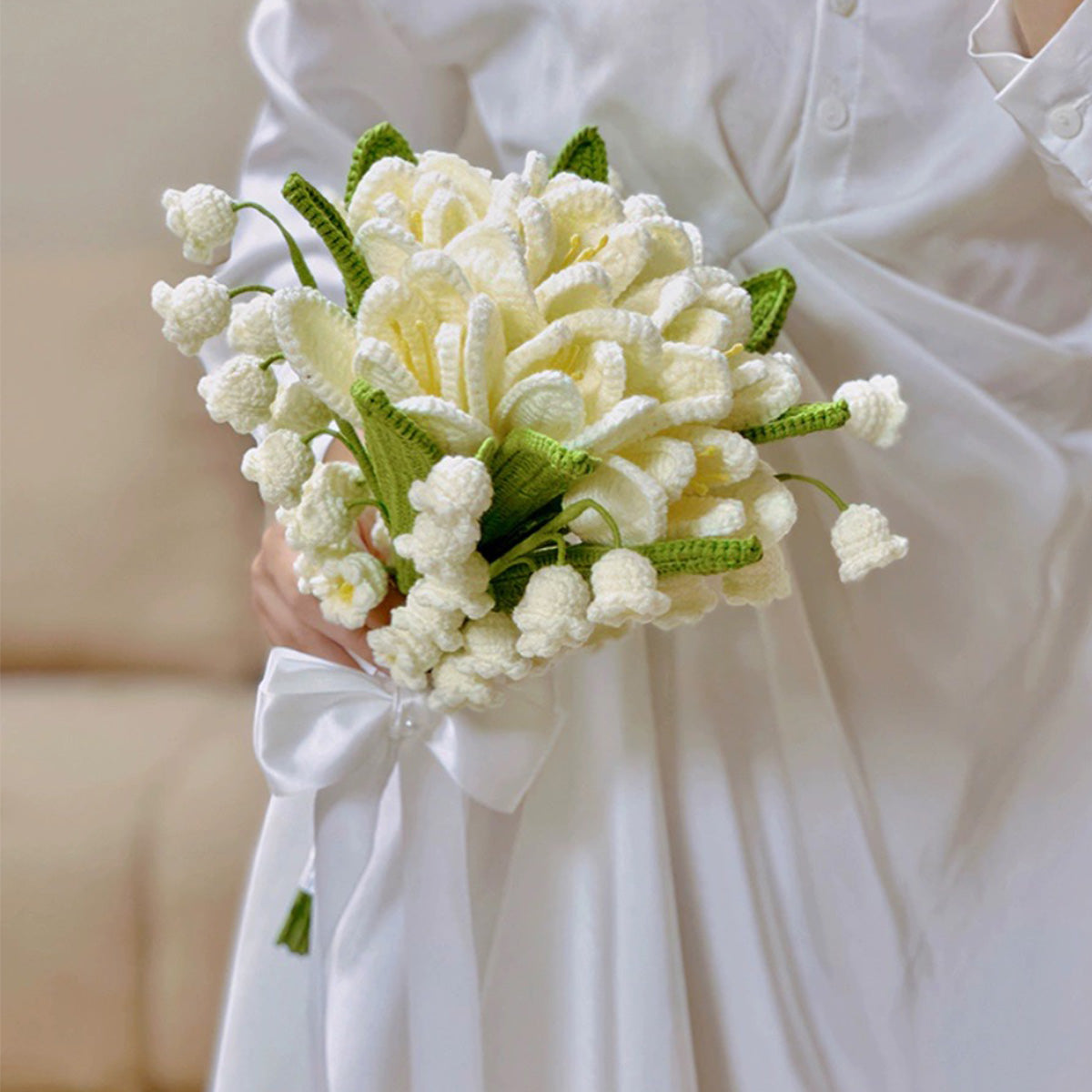 Bridal Bouquet Crochet Lily + Lily Of Valley Flower Bouquet