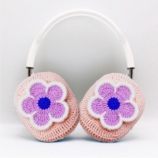 Pink Base Purple Flower AirPods Max Cover