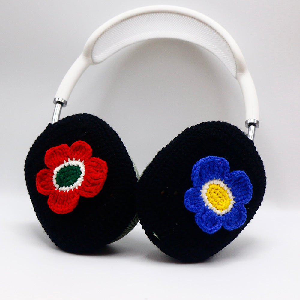Black Base Flower AirPods Max Cover Sony XM1000 Cases