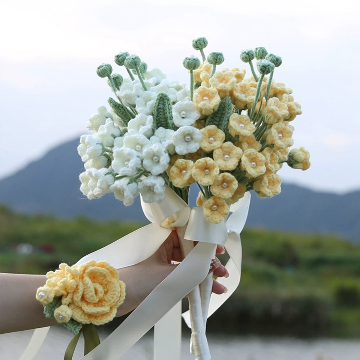 Bridal Bouquet Crochet Lily Of Valley Flower Bouquet