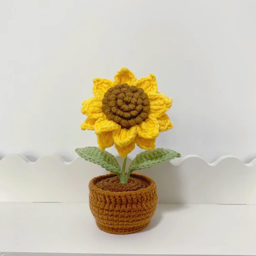 Mini Crochet Sunflowers Car Decor Mirror Hanging Accessories