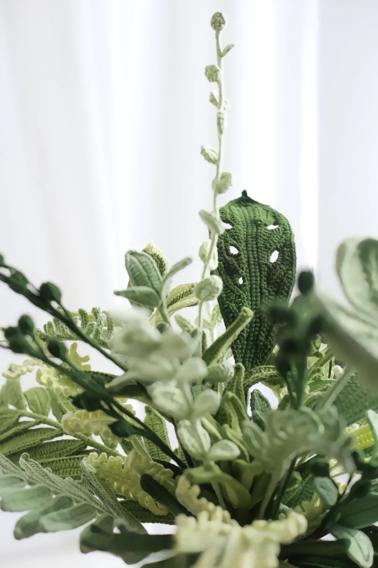 Love Green Flower Bouquet Handmade Gift Crochet Flower Bouquet