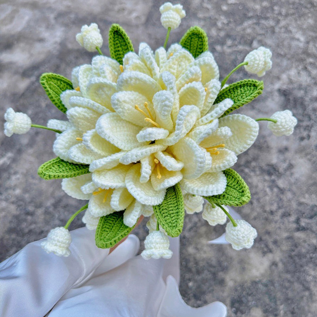 Bridal Bouquet Crochet Lily + Lily Of Valley Flower Bouquet