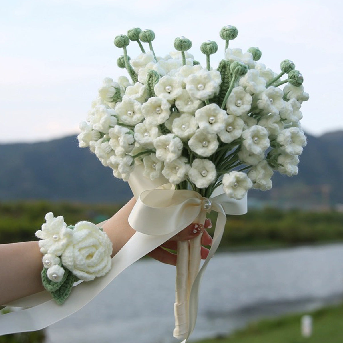 Bridal Bouquet Crochet Lily Of Valley Flower Bouquet