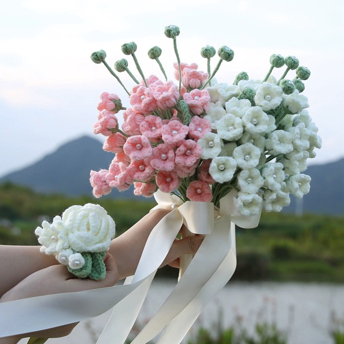 Bridal Bouquet Crochet Lily Of Valley Flower Bouquet