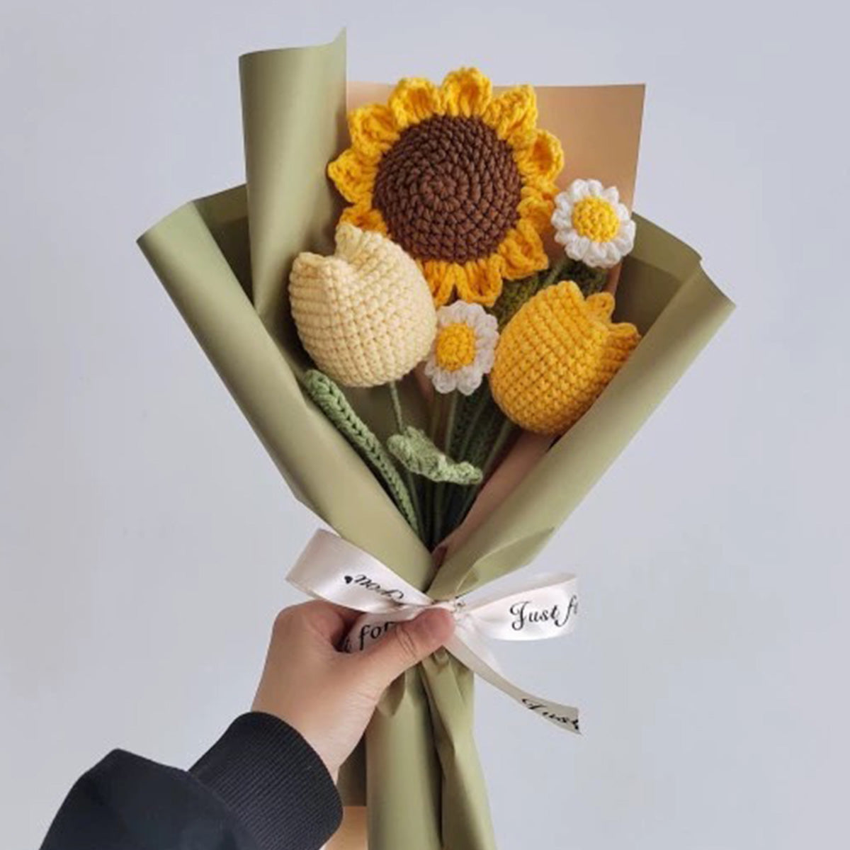 Crochet Sunflower+Tulip Flower Bouquet